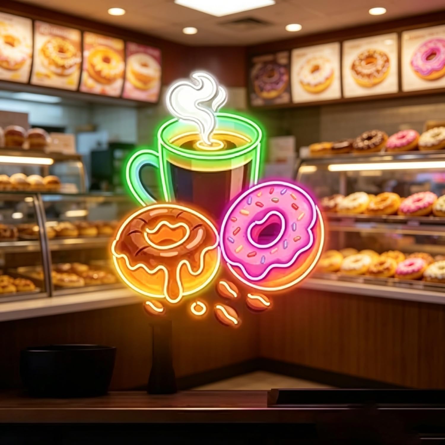 Commercial Kitchen Store - لافتة نيون LED على شكل دونات