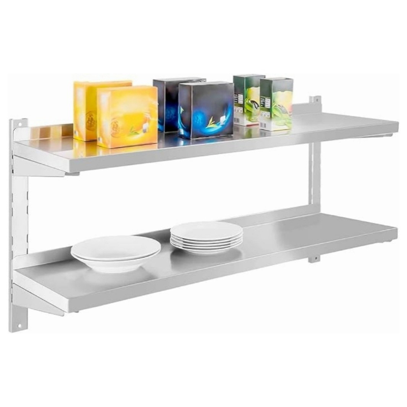 Commercial Kitchen Wall Panel - رف مزدوج الطبقات من الفولاذ المقاوم
