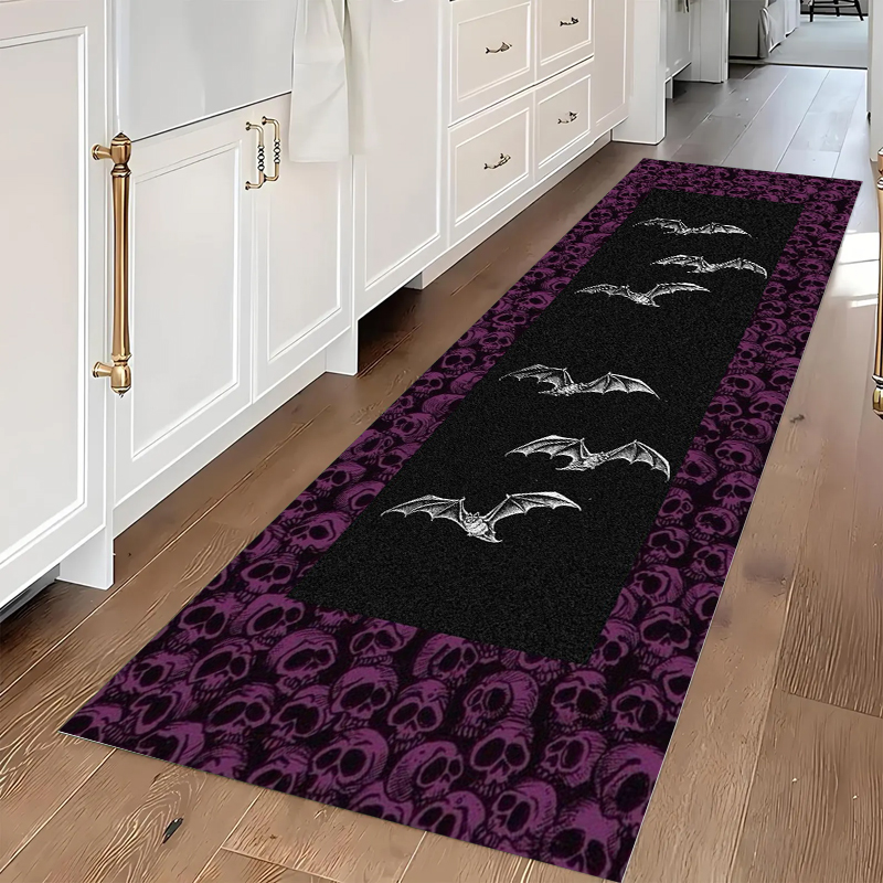 Commercial Kitchen Mats - سجادة أرضية بتصميم جمجمة وخفافيش قوطية،