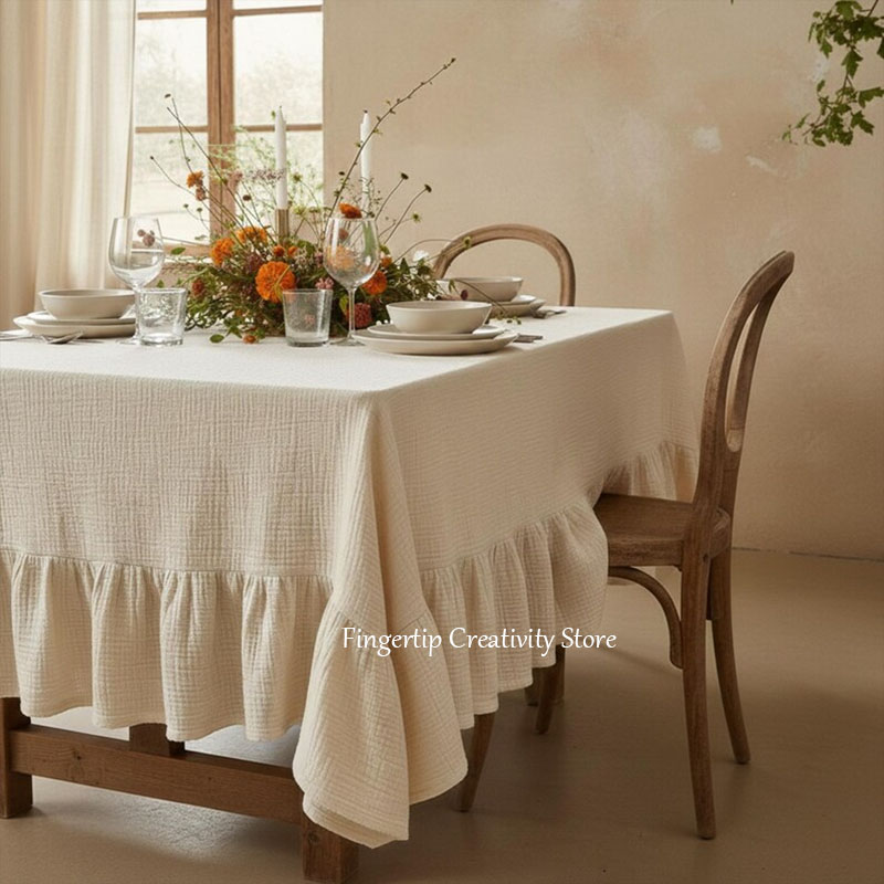 Commercial Kitchen Table - مفرش طاولة من الموسلين المكشكش، غطاء
