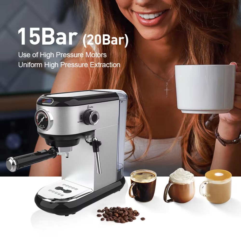 آلة قهوة كهربائية تجارية بضغط  - مراجعة Commercial Espresso Machine وسعره