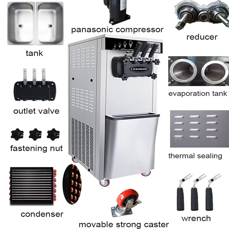 آلة آيس كريم أوتوماتيكية بثلاث - مراجعة Soft Serve Ice Cream Machine وسعره